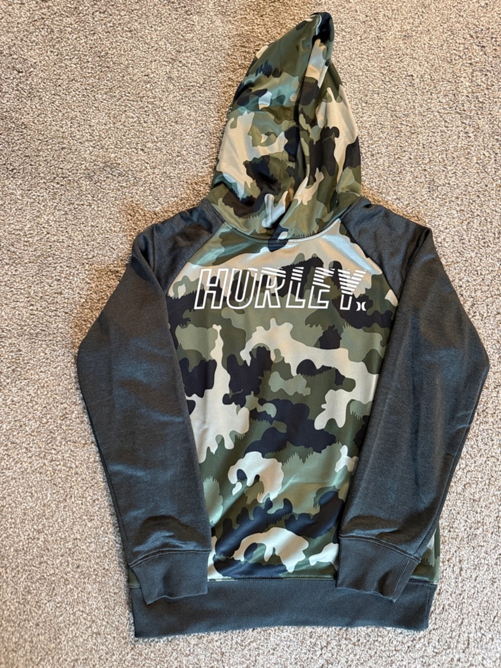 Hurley Green and Black Camo Pullover Hoodie